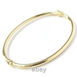 Gold Ladies Rounded 9ct Bangle Plain Hinged Safety Catch Yellow 2.9g 2.8mm