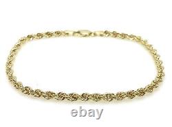 Gold Rope Bracelet 2mm Wide 9ct Yellow Gold Rope Bracelet Ladies Fancy NEW