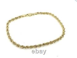 Gold Rope Bracelet 2mm Wide 9ct Yellow Gold Rope Bracelet Ladies Fancy NEW