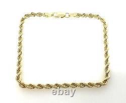 Gold Rope Bracelet 2mm Wide 9ct Yellow Gold Rope Bracelet Ladies Fancy NEW