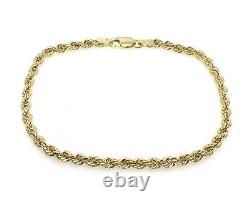 Gold Rope Bracelet 2mm Wide 9ct Yellow Gold Rope Bracelet Ladies Fancy NEW