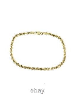 Gold Rope Bracelet 2mm Wide 9ct Yellow Gold Rope Bracelet Ladies Fancy NEW