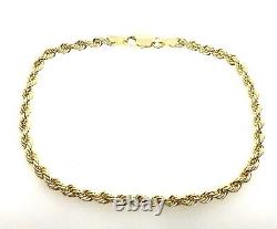 Gold Rope Bracelet 2mm Wide 9ct Yellow Gold Rope Bracelet Ladies Fancy NEW