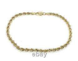 Gold Rope Bracelet 2mm Wide 9ct Yellow Gold Rope Bracelet Ladies Fancy NEW