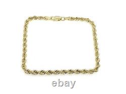 Gold Rope Bracelet 2mm Wide 9ct Yellow Gold Rope Bracelet Ladies Fancy NEW