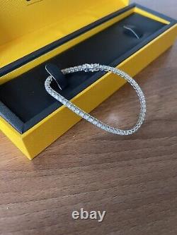 Goldsmiths 9 Ct White Gold Line Bracelet Ladies Cubic Zirconia Round 1.8 Mm