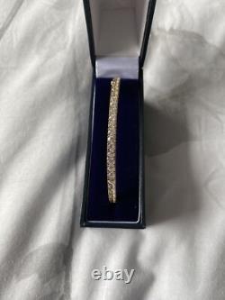 Gorgeous 9ct Gold Cubic Zirconia Hinged Bangle Weight 11.78grams Not Scrap