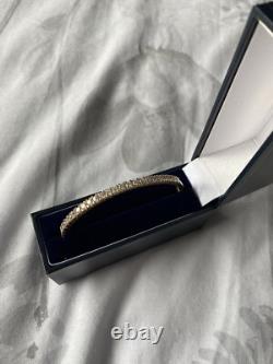 Gorgeous 9ct Gold Cubic Zirconia Hinged Bangle Weight 11.78grams Not Scrap