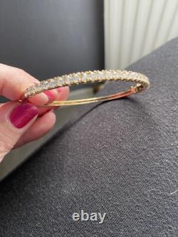 Gorgeous 9ct Gold Cubic Zirconia Hinged Bangle Weight 11.78grams Not Scrap