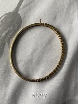Gorgeous 9ct Gold Cubic Zirconia Hinged Bangle Weight 11.78grams Not Scrap