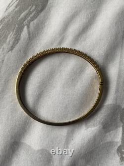 Gorgeous 9ct Gold Cubic Zirconia Hinged Bangle Weight 11.78grams Not Scrap