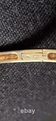 Gorgeous 9ct Gold Cubic Zirconia Hinged Bangle Weight 11.78grams Not Scrap