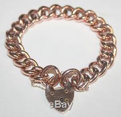 Gorgeous Chunky 9ct Rose Gold Curb Link Charm Bracelet 24.5 Grams