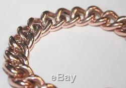Gorgeous Chunky 9ct Rose Gold Curb Link Charm Bracelet 24.5 Grams
