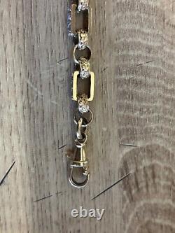 Gypsy Link Belcher Bracelet gold 9ct gold women/kids 25 Grams c/z stones