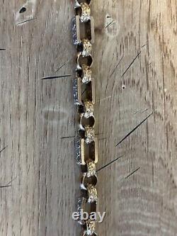 Gypsy Link Belcher Bracelet gold 9ct gold women/kids 25 Grams c/z stones