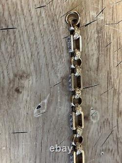 Gypsy Link Belcher Bracelet gold 9ct gold women/kids 25 Grams c/z stones