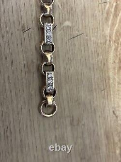 Gypsy Link Belcher Bracelet gold 9ct gold women/kids 25 Grams c/z stones
