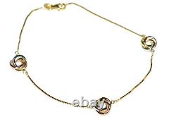 HATTON GARDEN 9ct Three-Tone 9ct Gold Russian Knot Chain Bracelet 7.25 2.25g