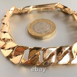 HEAVY 9ct GOLD CURB BRACELET PATTERNED 8 1/2 MEN'S 56.3g (1.8toz) GORGEOUS