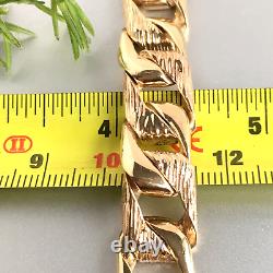 HEAVY 9ct GOLD CURB BRACELET PATTERNED 8 1/2 MEN'S 56.3g (1.8toz) GORGEOUS