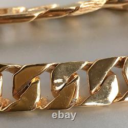 HEAVY 9ct GOLD CURB BRACELET PATTERNED 8 1/2 MEN'S 56.3g (1.8toz) GORGEOUS