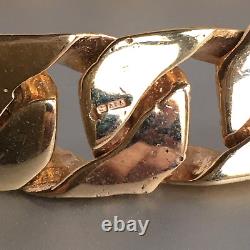 HEAVY 9ct GOLD CURB BRACELET PATTERNED 8 1/2 MEN'S 56.3g (1.8toz) GORGEOUS