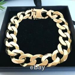 HEAVY 9ct GOLD CURB MEN'S BRACELET 59.78g 9 1/2