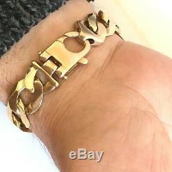 HEAVY 9ct GOLD CURB MEN'S BRACELET 59.78g 9 1/2