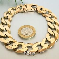 HEAVY 9ct GOLD CURB MEN'S BRACELET 59.78g 9 1/2