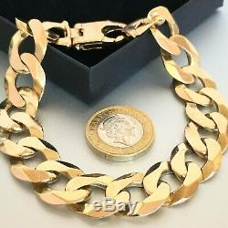 HEAVY 9ct GOLD CURB MEN'S BRACELET 59.78g 9 1/2