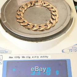 HEAVY 9ct GOLD CURB MEN'S BRACELET 59.78g 9 1/2