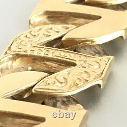HEAVY 9ct GOLD SOLID ANCHOR CURB MEN'S BRACELET Patterned & Plain Links 50.89g
