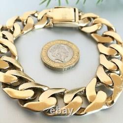 HEAVY 9ct GOLD SOLID CURB MEN'S BRACELET 2.5 toz (78.4g) 9 ins