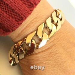 HEAVY 9ct GOLD SOLID CURB MEN'S BRACELET 2.5 toz (78.4g) 9 ins