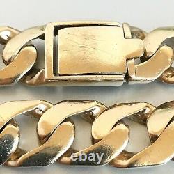 HEAVY 9ct GOLD SOLID CURB MEN'S BRACELET 2.5 toz (78.4g) 9 ins