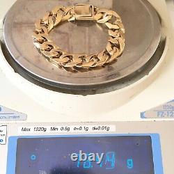 HEAVY 9ct GOLD SOLID CURB MEN'S BRACELET 2.5 toz (78.4g) 9 ins