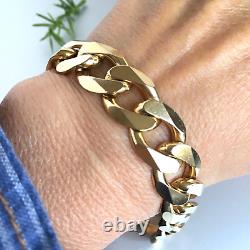 HEAVY 9ct SOLID GOLD CURB BRACELET MEN'S 77g (2.47 toz) 8 7/8 GORGEOUS