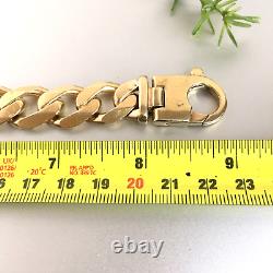 HEAVY 9ct SOLID GOLD CURB BRACELET MEN'S 77g (2.47 toz) 8 7/8 GORGEOUS