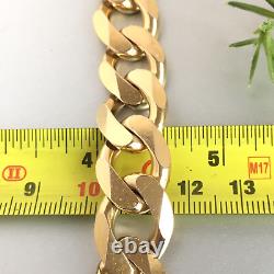 HEAVY 9ct SOLID GOLD CURB BRACELET MEN'S 77g (2.47 toz) 8 7/8 GORGEOUS