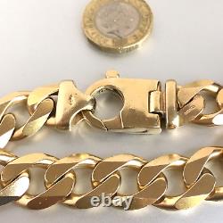 HEAVY 9ct SOLID GOLD CURB BRACELET MEN'S 77g (2.47 toz) 8 7/8 GORGEOUS