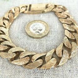 HEAVY 9ct SOLID GOLD CURB PATTERNED BRACELET 9 1/2 MEN'S 70.7g (2.27toz)