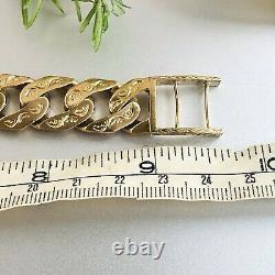 HEAVY 9ct SOLID GOLD CURB PATTERNED BRACELET 9 1/2 MEN'S 70.7g (2.27toz)