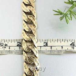 HEAVY 9ct SOLID GOLD CURB PATTERNED BRACELET 9 1/2 MEN'S 70.7g (2.27toz)