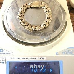 HEAVY 9ct SOLID GOLD CURB PATTERNED BRACELET 9 1/2 MEN'S 70.7g (2.27toz)