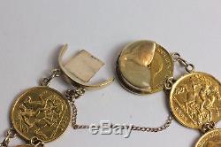 Half sovereign bracelet antique gold 8 coin 22ct 9ct 1902-1913