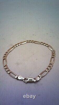 Hallmarked 9 ct Gold 7.5 Figaro Bracelet. (D)