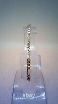 Hallmarked 9 ct Gold Figaro Bracelet 7.25 in Length. (D)