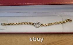 Hallmarked 9 ct Gold Heart Feature Belcher Bracelet 7.5 in Length 15 Grams