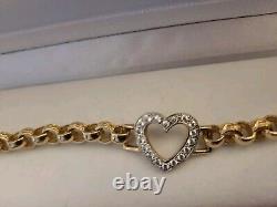 Hallmarked 9 ct Gold Heart Feature Belcher Bracelet 7.5 in Length 15 Grams